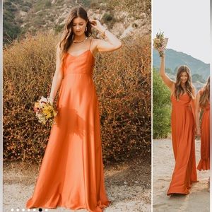 Show Me Your Mumu Faith Maxi Dress Size Small Burnt Orange Satin